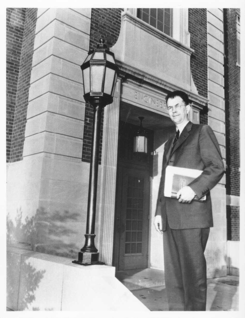 George Marston on the front steps of Marston Hall